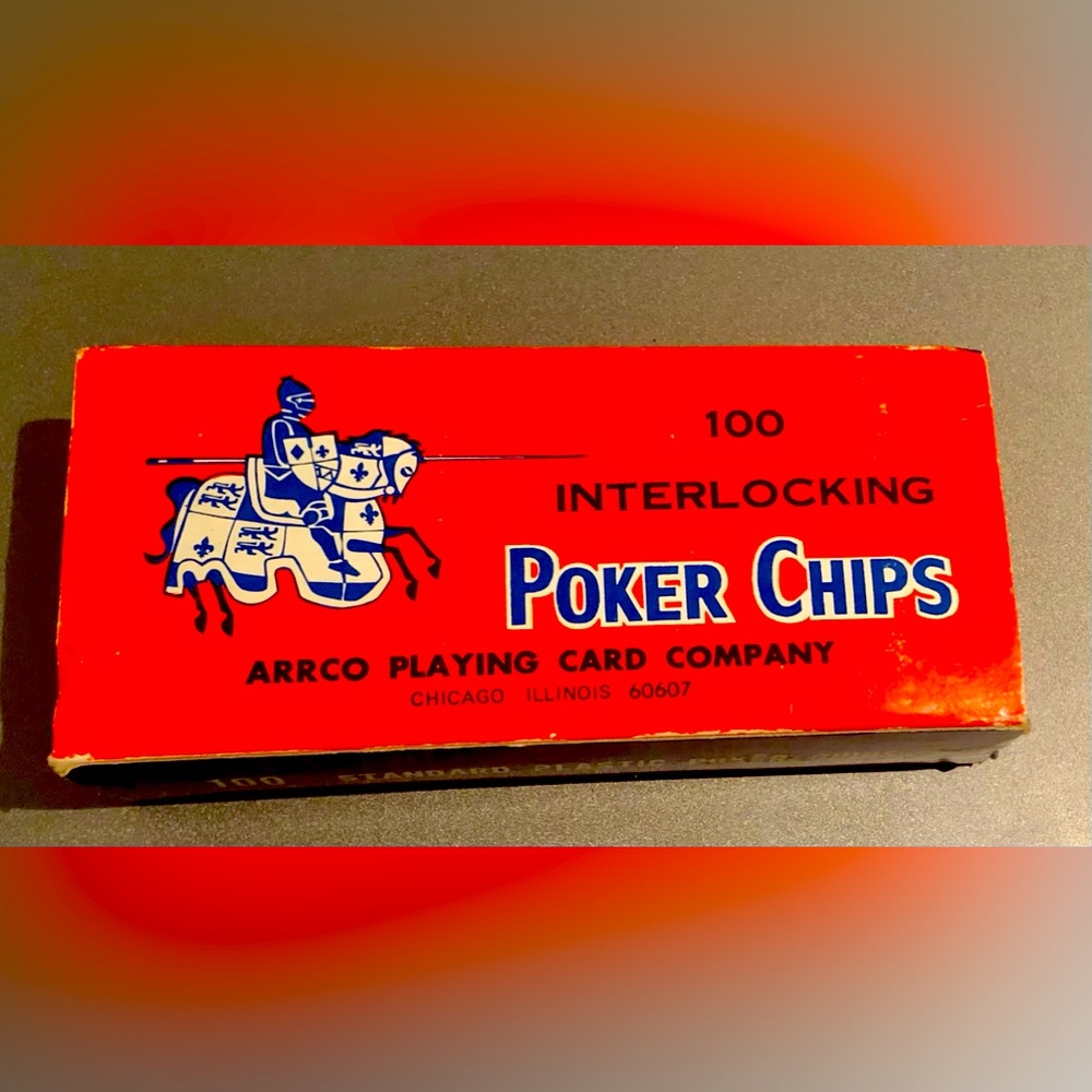 Vintage Arrco Playing Card Company Interlocking Poker Chips = 2 boxes of 100 ea